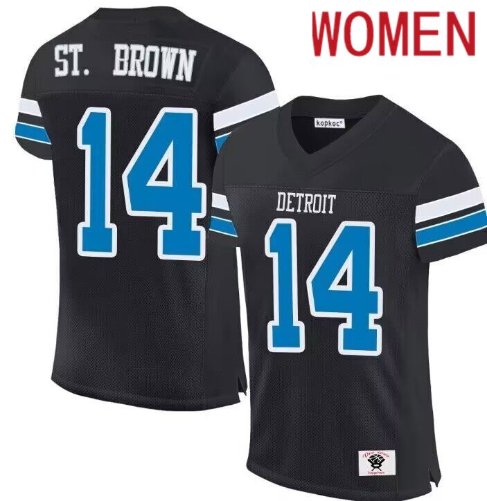 Women  Detroit Lions #14 St.Brown black 2024 Nike Limited NFL Jersey